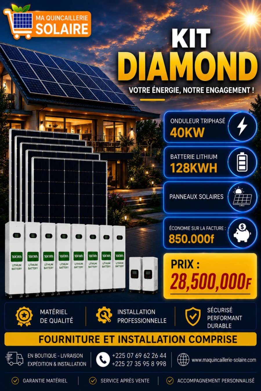 KIT DIAMOND Triphasé 40kW / 128 kWh
