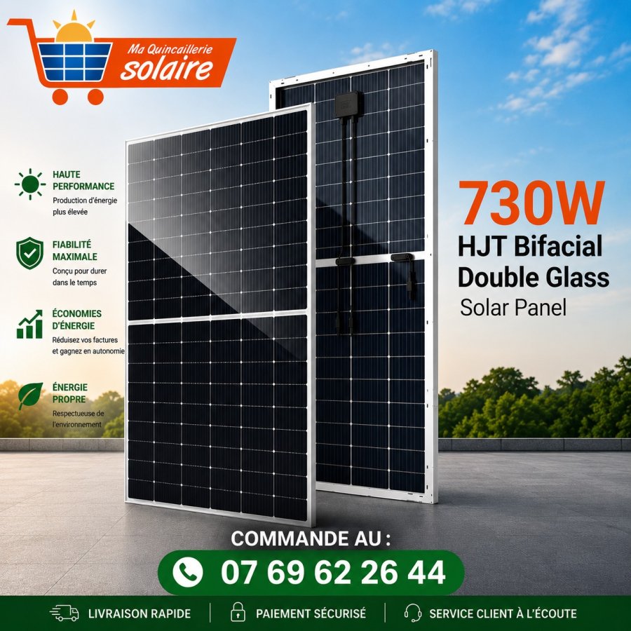 Panneau Solaire 730W HJT Bifacial Double Verre
